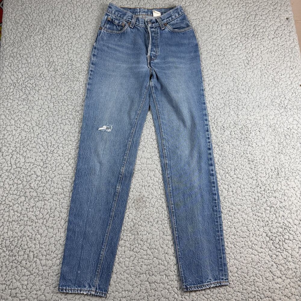 VTG Levi's Jeans Size 5 Juniors Made in USA 90s Button Fly Straight Leg 24X30